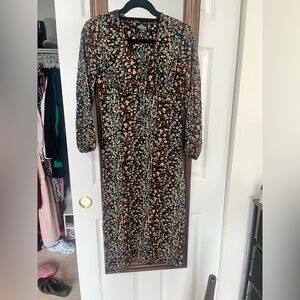 Angie floral midi dress with button up front